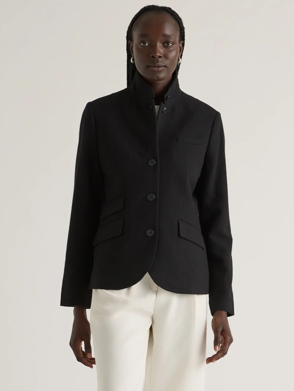 Italian Wool Stand Collar Blazer